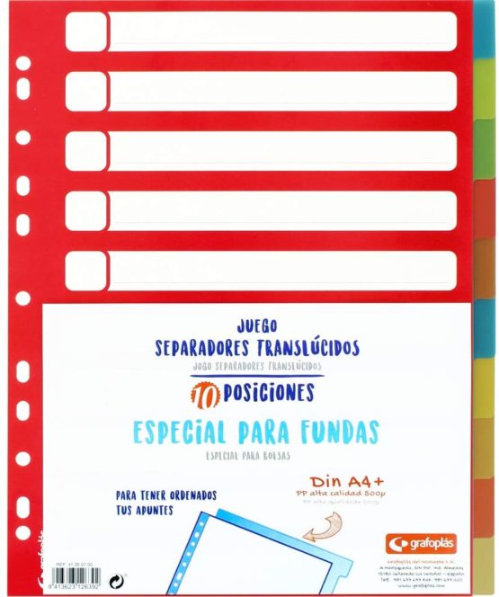 A4 Dividers grafoplás 41260700-juego of Colours for Folders and, 10 Positions