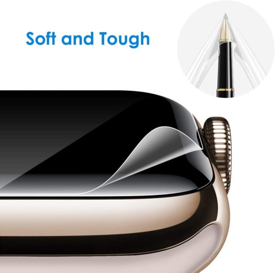 JETech Screen Protector Compatible Apple Watch 44mm Series 6/SE/5/4, TPU HD Clear Full Coverage Film, 3-Pack - Image 4