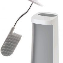 Joseph Joseph Flex Store Smart Hygienic Silicone Toilet Brush with Storage- White/Grey, Large
