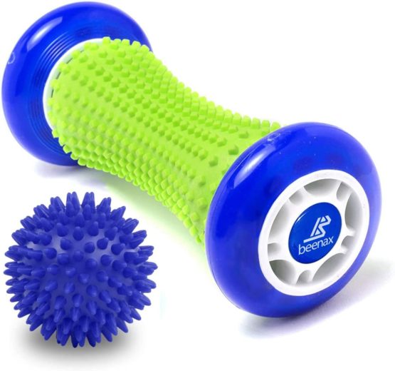 Beenax Foot Massage Roller and Hard Spiky Ball Set - Perfect for Plantar Fasciitis Recovery, Wrists and Forearms Exercise, Arm Pain, Trigger Point - Designed to Relieve Stress and Relax Tight Muscles
