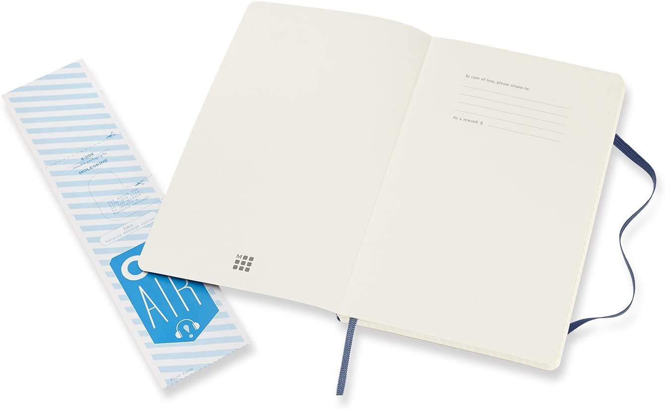 Moleskine Classic Notebook, Notebook With Squared Pages, Soft Cover and Elastic Closure, Sapphire Blue, Large, 13 x 21 cm, 192 Pages - Image 4