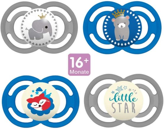 MAM Perfect Day & Perfect Night Dummy 16 Plus Soft Colours Mix Set of 4 Including 4 Sterilised Transport Boxes