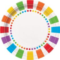 Unique Party 47115 9" Round Dinner Plates | Rainbow Design and Theme, Multicolor, 21.9 cm