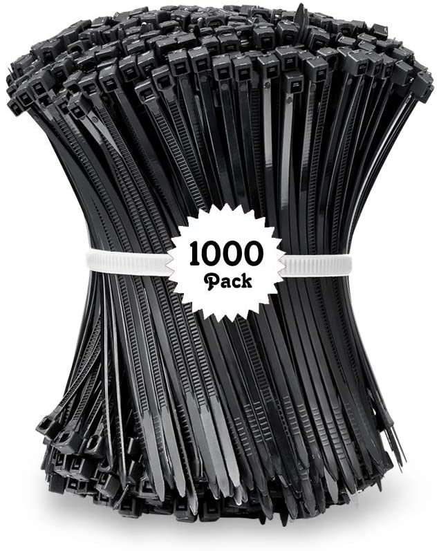 Beshine Black Cable Ties, 100mm x 2.5mm, Pack of 1000, 4" Tie Wraps