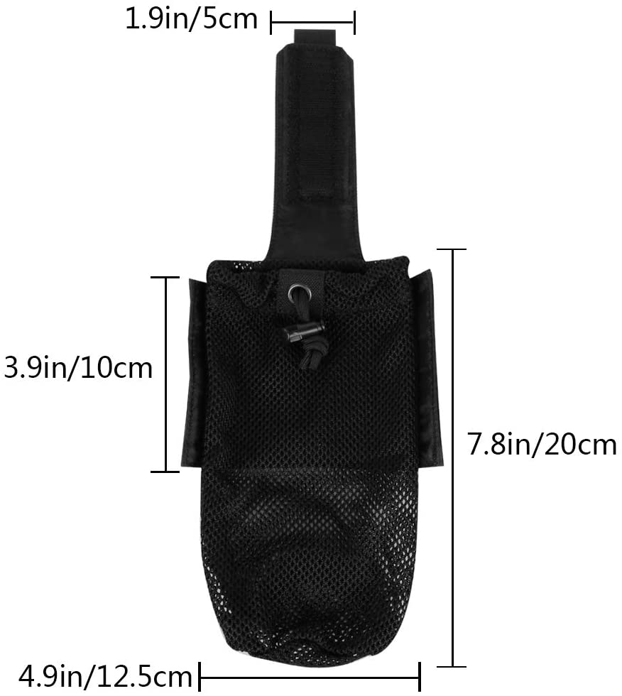 AOUTACC Molle Water Bottle Pouch,FoldableTactical Military Drawstring Open Top Water Bottle Holder Mesh Water Bottle Bag Carrier Attachment (BK) - Image 2
