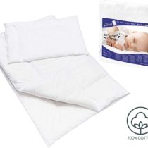 Quilted Duvet & Pillow Set 80 x 70 cm for Baby Crib or Pram - 100% Cotton