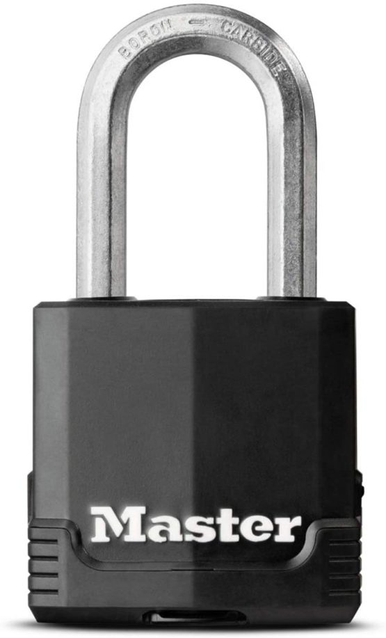 Master Lock Heavy Duty Padlock [Key] [Covered Laminated Steel] [Weatherproof and Rustproof] [Medium Shackle] M115EURDLF - Best Used for Storage Units, Sheds, Garages, Fences