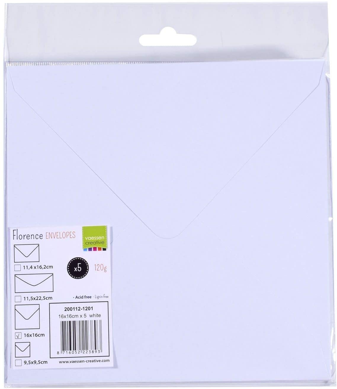 Vaessen Creative Large Square Florence Envelopes for Greeting Cards White, Set of 5, Matching Cards Available - Image 4