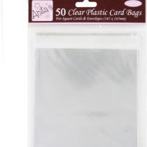 Anitas Square Plastic Card Bag with 25 mm Lip, Pack of 50, Transparent