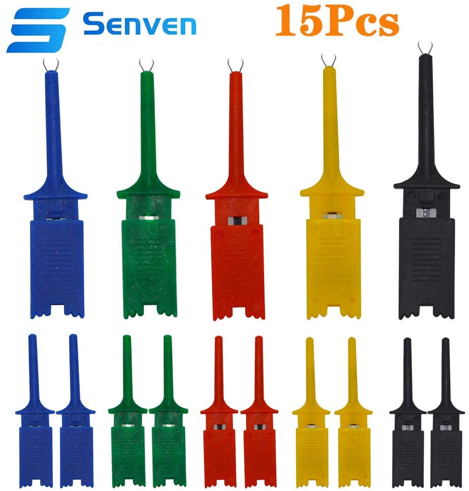 senvenelec 15pcs Multimeter Wire Lead Test Hook Clip Electronic Mini Test Probe Set