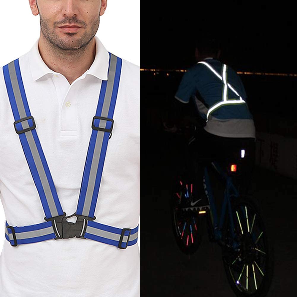 SKL 2 Pack Reflective Night Running Vest with Adjustable Strap