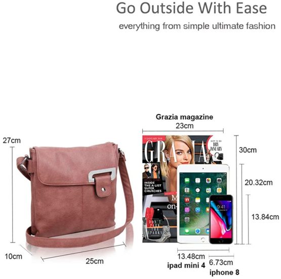 New Women's 2 Compartments High Quality Faux Leather Flip Handbag Crossbody Messenger Shoulder Bag - Image 2