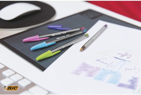 BIC Cristal Fun Ballpoint Pens, Purple Ink Smudge-Proof Writing Pens and Wide Point (1.6 mm), Pack of 20 - Image 2