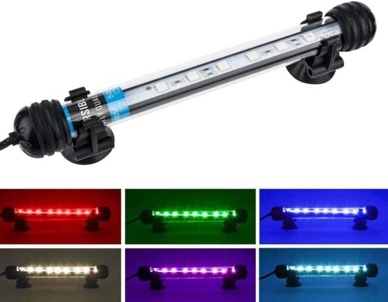 NICREW Submersible Aquarium Light, Underwater RGB Multicolor LED Lights for Fish Tank, 7 Inches, 18cm
