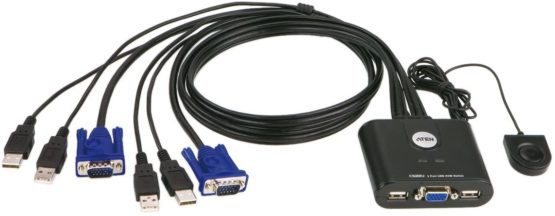 ATEN CS22U 2-Port USB Cable KVM Switch UK | #1 KVM Market Leader, black