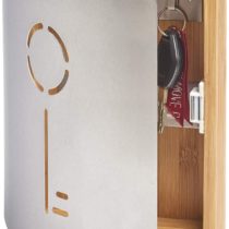 Zeller 'Schlüssel' (Key) 13846 Key Cabinet 21.5 x 6 x 24.5 cm Beech Wood and Stainless Steel