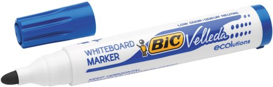 Bic Velleda 1701 Ecolutions Whiteboard Pens, Blue - Box of 12 - Dry Erase Pens for Whiteboards in School or Office - Image 2