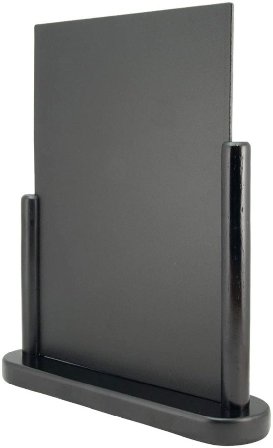 Securit 21 x 30cm Lacquered Finish Elegant Large Table Top Menu Chalk Board - Black - Image 2
