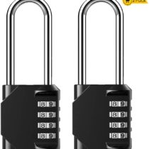Combination Padlock Heavy Duty Lock - BeskooHome Weatherproof Padlock, Resettable Lock, 2.5inch Long Shackle 4-Digit Zinc Alloy Combination Lock for Shed Fence Gate, School, Gym, Toolbox - 2 Pack