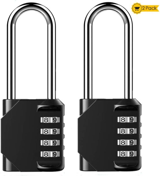 Combination Padlock Heavy Duty Lock - BeskooHome Weatherproof Padlock, Resettable Lock, 2.5inch Long Shackle 4-Digit Zinc Alloy Combination Lock for Shed Fence Gate, School, Gym, Toolbox - 2 Pack
