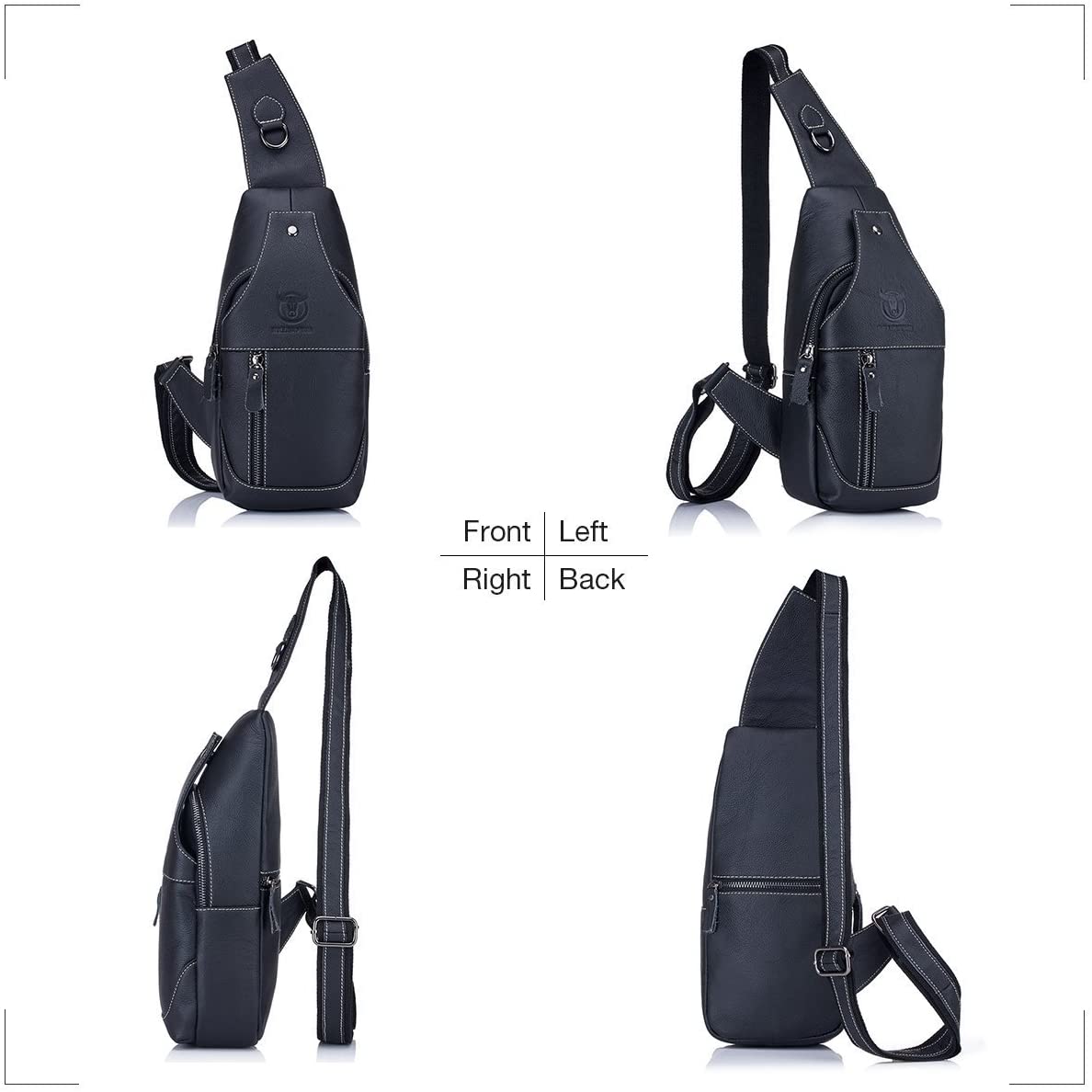 HARPIMER Chest Bag Men Genuine Leather Chest Bag,Novatech Crossbody Shoulder Bag Sling Bags Backpack Messenger Bag Daypack For Business Casual Sport Hiking Travel (Black) - Image 4