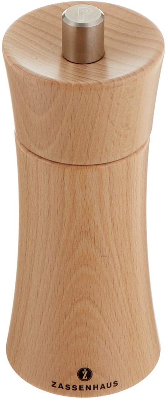 ZASS4|#Zassenhaus Frankfurt Pepper Mill, Wood, Natural, 5.5x5.5x14 cm