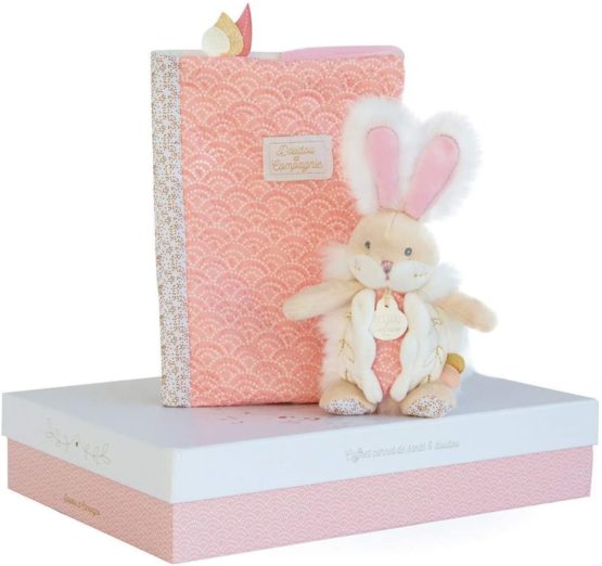 Doudou et Compagnie DC3498 RABBIT OF SUGAR Rose - Box protects health book and blanket - Pink