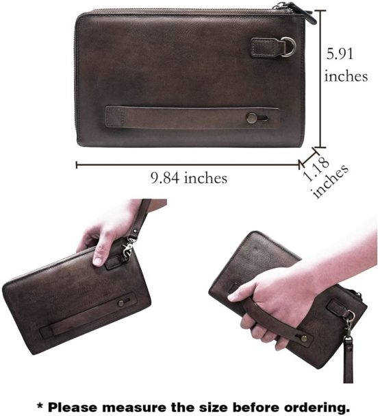 LETEULO Wallets for Women Zipper Around Clutch Wristlet with Transparent Touch Screen for Phone Brown - Image 2