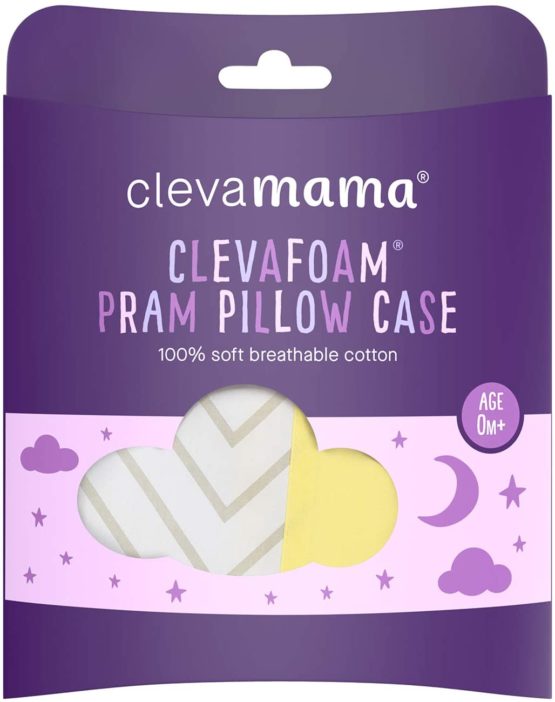 ClevaMama Pram Pillow Case, Replacement in 100% Soft Cotton - Grey, 22x31 cm - Image 4