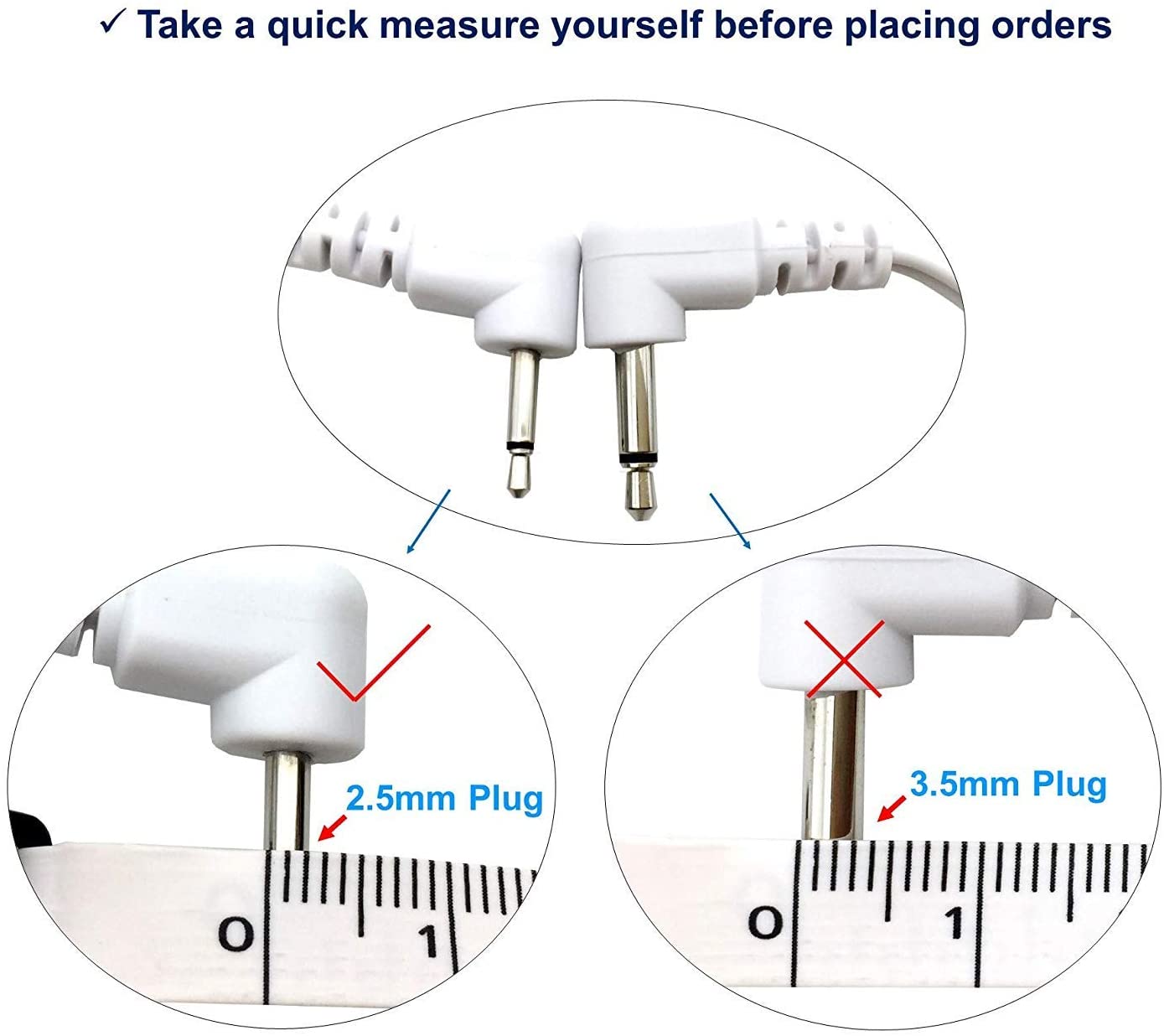 HARPIMER Tens Electrode Lead Wires 2.5mm Plug to 3.5mm Snap-on connector(4 Pieces) - Image 2