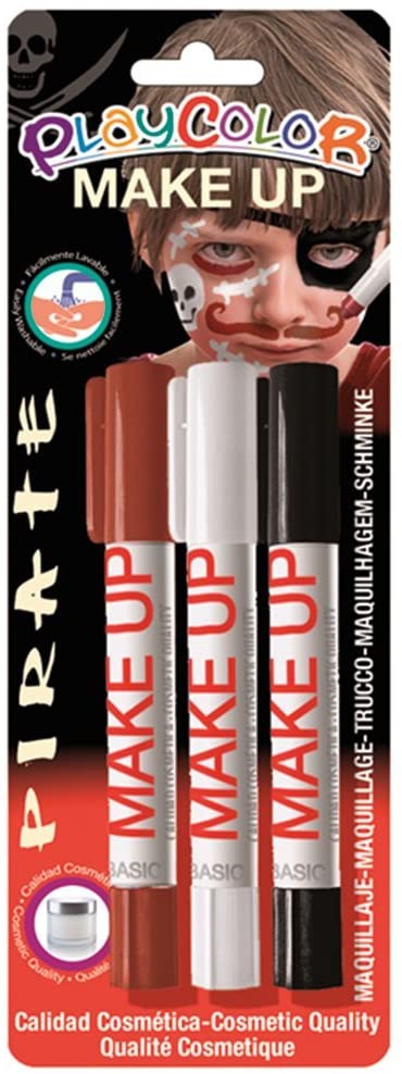 PlayColor, PC01042 Playcolor Pirate Face Paint, Brow/White/Black, Pack of 3