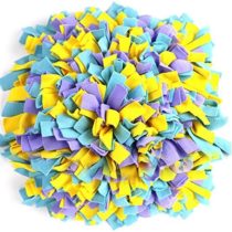 YEAKOO Dog Snuffle Mat, Hand Woven Dog Sniffing Pad Soft Pet Nose Work Smell Snuffle Mat Training Feeding Foraging Skill Blanket Dog Play Mats Puzzle Toys 45cmx45cm (Yellow/Purple/Blue)