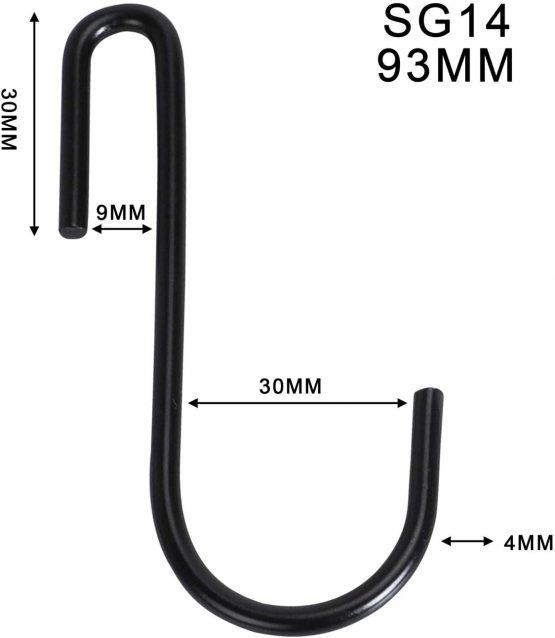 VIPITH 20 Pack 3.7 Inch S Hooks Black Rustproof Heavy-Duty Stainless Steel S Shaped Hooks Hangers for Hanging Pans Pots Plants Bags Towels Mugs in Kitchen Bedroom Bathroom Office - Image 2