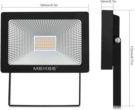 MEIKEE 30W Led Floodlight IP66 Waterproof Outdoor Landscape Floodlight Security Light Warm White - Image 2