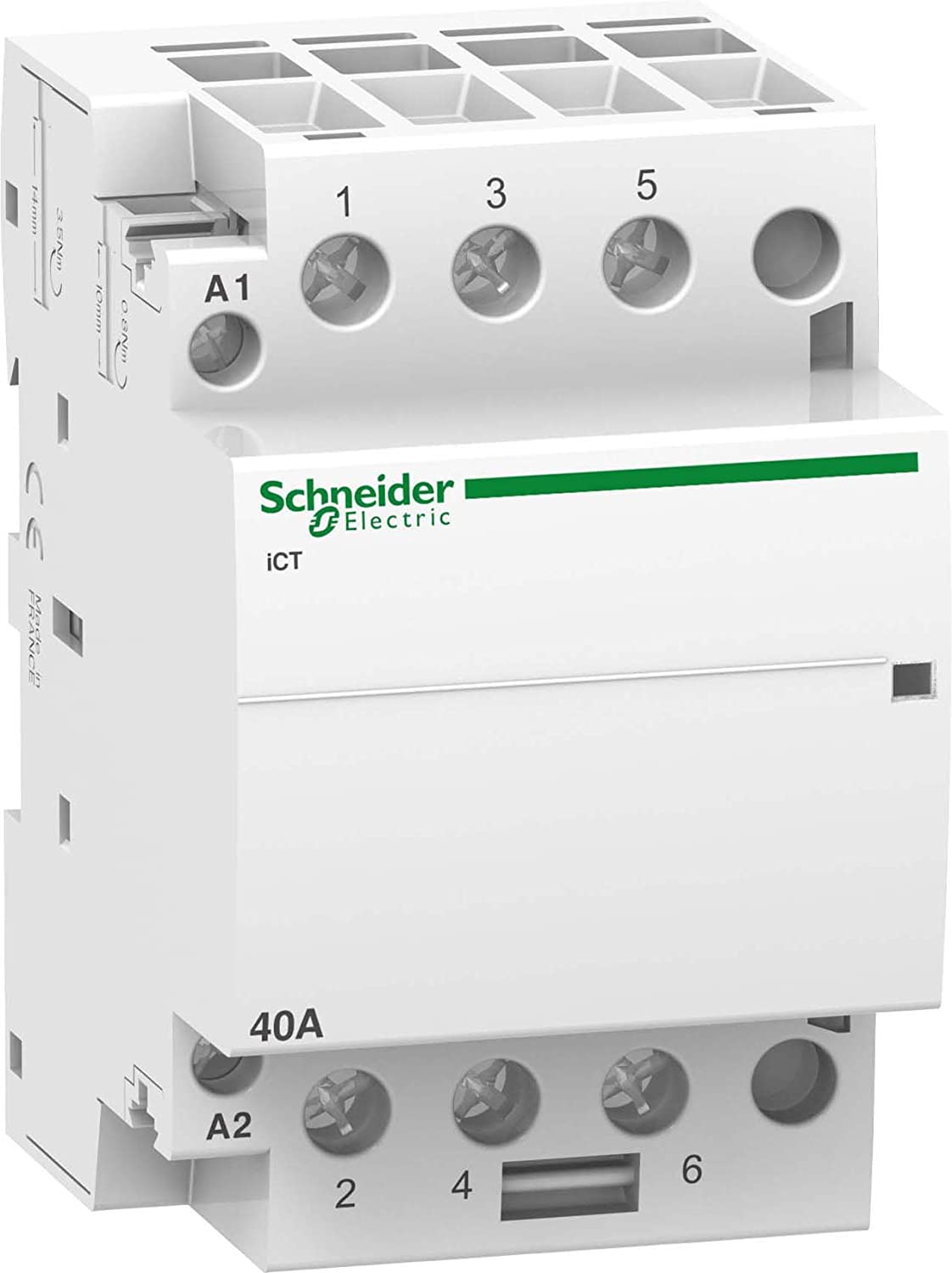 Schneider A9C20843 Contactor Ict 40A 3No 220-240 Vac, White, 85mm x 54mm x 60mm