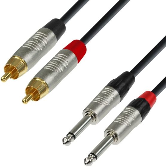 Adam Hall 4 Star Series 6m Rean 2x RCA Male to 2x 6.3mm Jack Mono Audio Cable