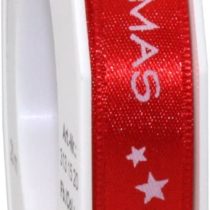 Präsent 1-Piece 15 mm 20 m C.E. Pattberg Ribbon Babel Printed Double Face Satin, Red