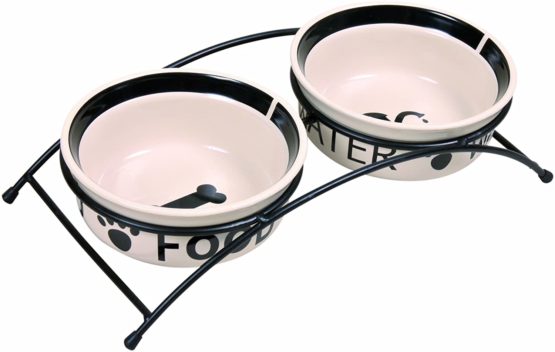 Trixie Eat on Feet Two Ceramic Dog Bowl Set, 0.6 Litre