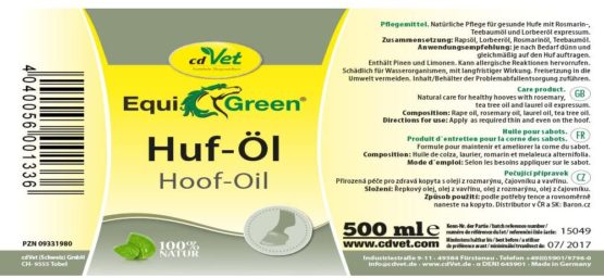 cdVet Naturprodukte EquiGreen Hoof Oil 500 ml - Horses - to improve the hoof structure - nourishes the hoof horn elastic and healthy - hoof growth - long-lasting shine - - Image 2