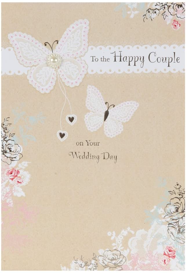Hallmark Wedding Card 'Happy Couple' - Medium, Silver/White