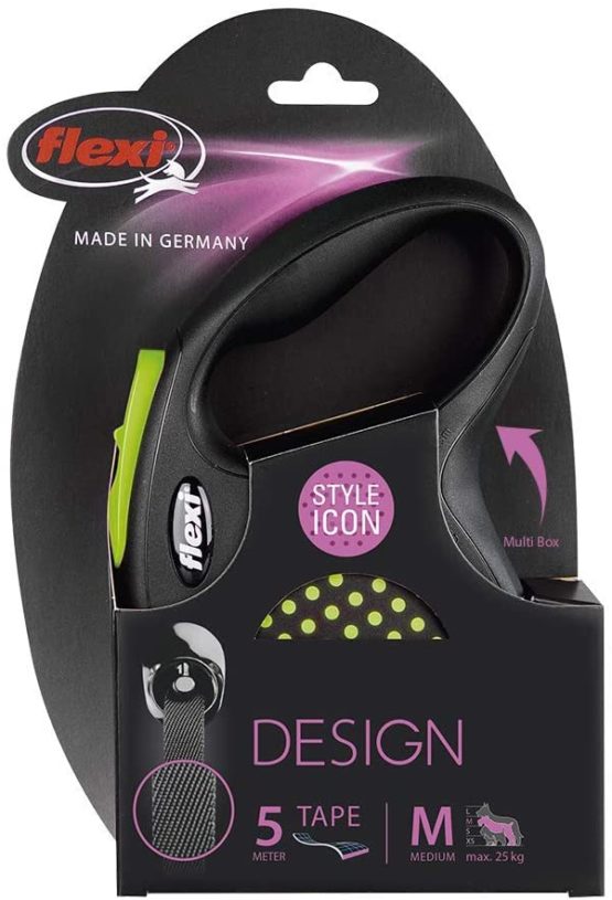 flexi Design Retractable Lead, Medium, 5 m, Black/Green - Image 2