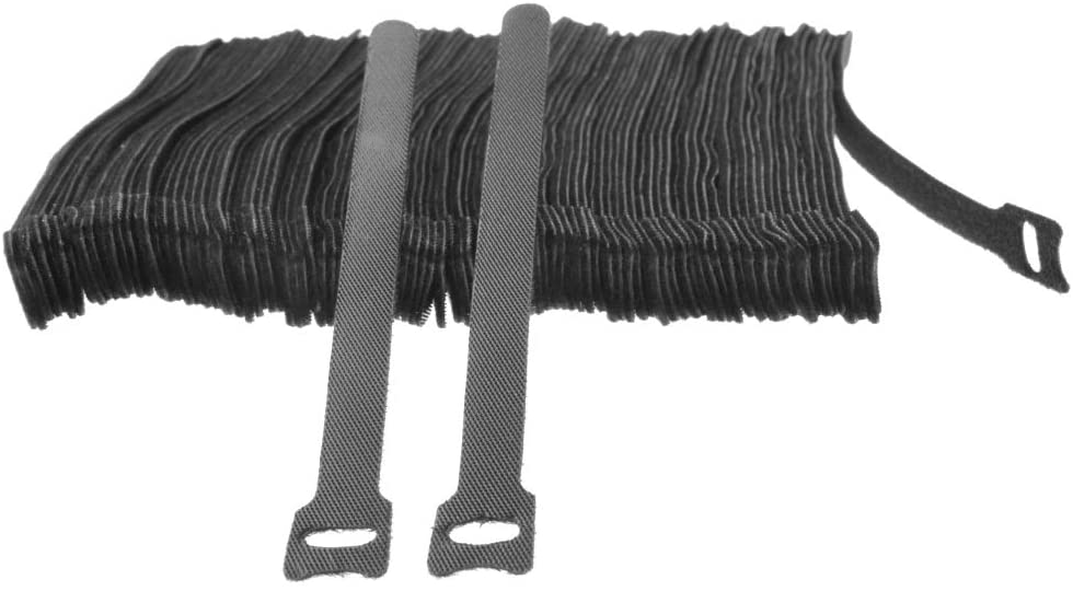 Micro Trader 50 x Black Adjustable Strap Reusable Ties Tidy Wrap Hook & Loop, 12mm x 160mm