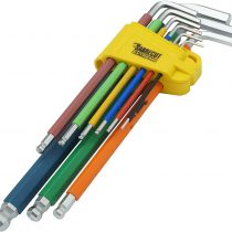 9 Piece SabreCut SCHEX009S Soft Grip Extra Long Hex, Hex Diamond (Hex Plus) Allen Key Set with Colour Coding - 1.5mm - 10mm