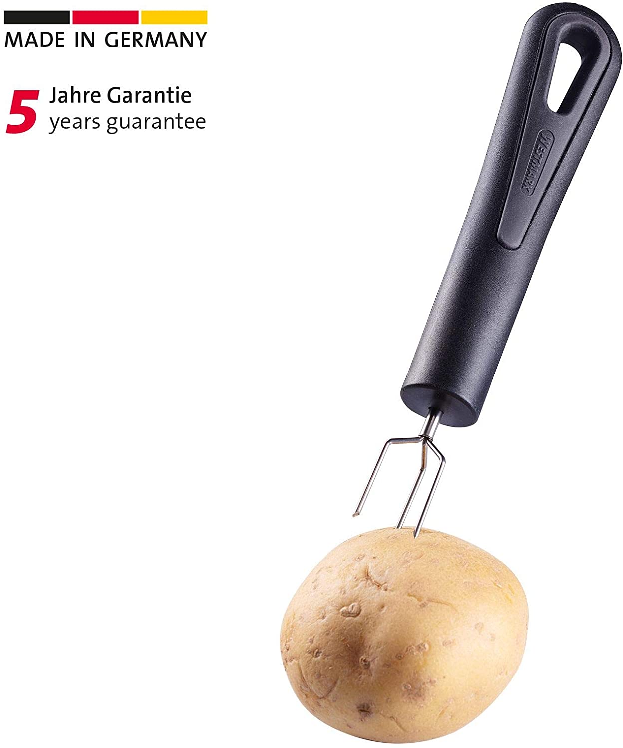 Westmark Potato Fork With 3 Prongs, Length: 15.9 Cm, Stainless Steel/Plastic, Gentle, Black, 28142270, Black/Silver, 15.9 x 2.7 x 2 cm