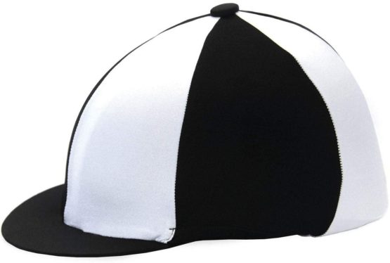 HY Two Tone Black and White Lycra Riding Hat Silk