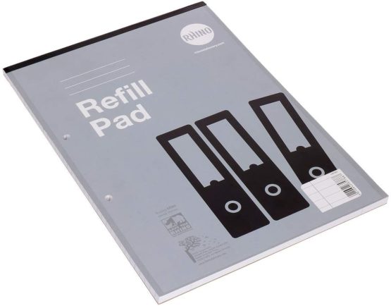 Rhino Stationery A4 Refill Pad 160 Page | 8mm Ruled with Margin | Headbound Notepad Grey | School Notepad Quality Writing Paper - Image 3
