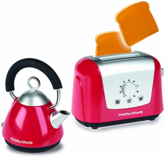 morphy richards red toaster and kettle set