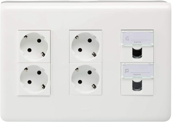 Toma Wall Multiple, Plug Wall Multiple, Schuko, Connector RJ45, LEGRAND