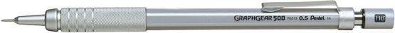 Pentel Graphgear 500 Mechanical Pencil, 0.5mm Lead, Grade HB, 1 x Graphgear Pencil, Silver