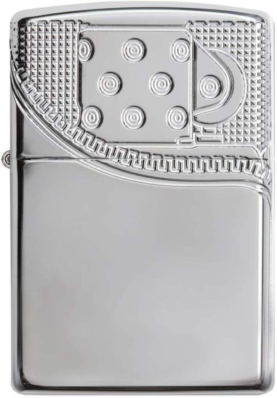 Zippo Unisex's Zipper Design Windproof Lighter, High Polish Chrome, Regular